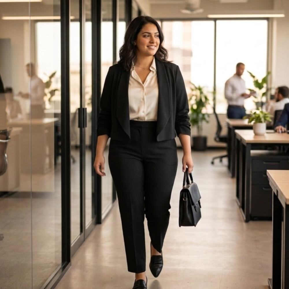 SHEIN Curve 0XL Black Draped Open-Front Blazer - Lightweight